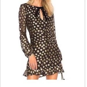 For Love & Lemons Gold Polka Dot Mini Dress